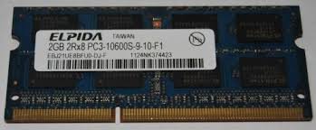 Elpida 2 GB 2Rx8 PC3-10600S-9-10-F1 1333 MHz DDR3 SO-DIMM laptop memória