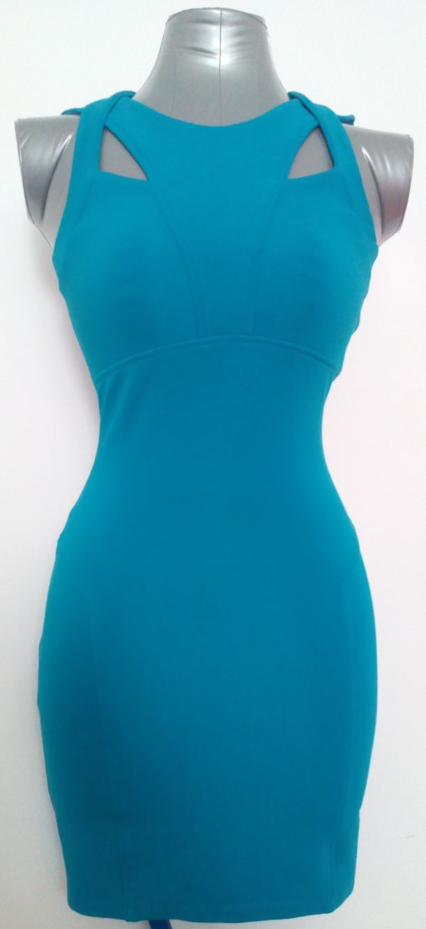 ASOS Love Label kék ujjatlan cipzáros hátú testhezálló miniruha