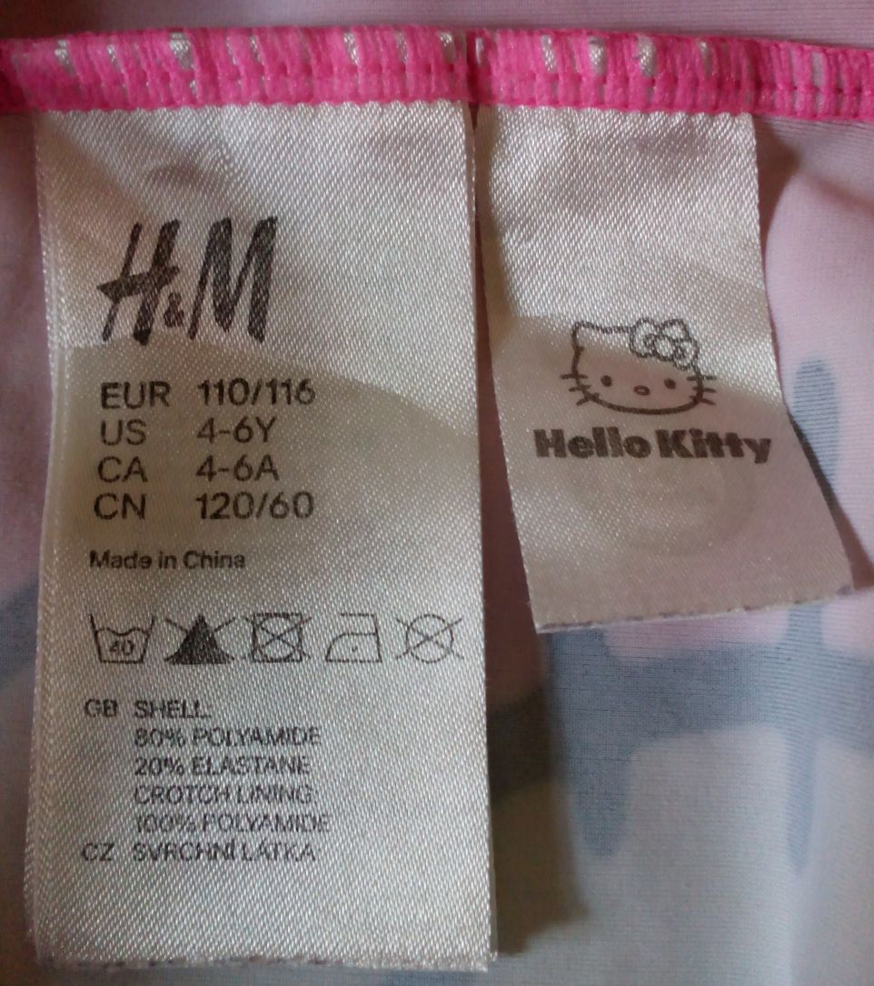 H&M Hello Kitty rószaszín keresztpántos egyrészes lányka fürdőruha