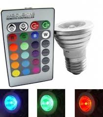 LEDes izzó, változtatható színű, távirányítóval (3W, E27, 16 szín)