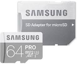 Samsung » Samsung Pro micro SDXC 64 GB-os (Class 10, UHS-I Grade U3, olvasás 90 MB/s, írás 80 MB/s) memóriakártya 4K UHD felvételekhez SD adapterrel
